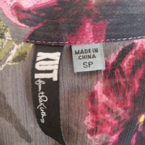 Size SP Kut from the Kloth Long Sleeve Sheer Floral Button Up - Picture 5 of 7